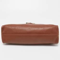 Pre Owned Burberry Brown Leather And Haymarket Coated Canvas Nova Tooth Shoulder Bag