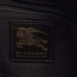 Pre Owned Burberry Beige/Brown Haymarket Check PVC and Leather Thornley Satchel