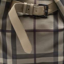 Pre Owned Burberry Beige Smoked Check PVC and Leather Walden Hobo