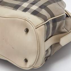 Pre Owned Burberry Beige Smoked Check PVC and Leather Walden Hobo