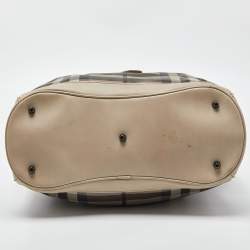 Pre Owned Burberry Beige Smoked Check PVC and Leather Walden Hobo