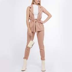 مملوكة مسبقًا Burberry Beige/Gold Leather Double Zip Chain Wallet