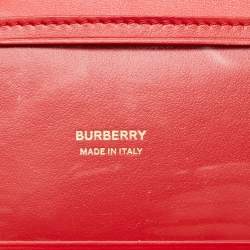 Pre Owned Burberry Red Leather Sidney Trifold Wallet