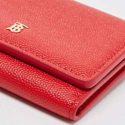 Pre Owned Burberry Red Leather Sidney Trifold Wallet