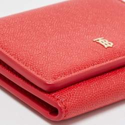 Pre Owned Burberry Red Leather Sidney Trifold Wallet