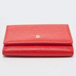 Pre Owned Burberry Red Leather Sidney Trifold Wallet