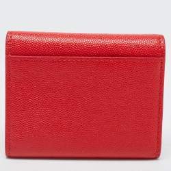 Pre Owned Burberry Red Leather Sidney Trifold Wallet