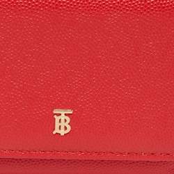 Pre Owned Burberry Red Leather Sidney Trifold Wallet