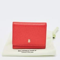 Pre Owned Burberry Red Leather Sidney Trifold Wallet