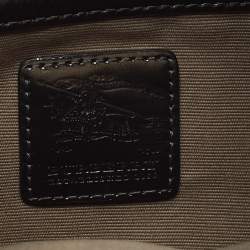 Pre Owned Burberry Metallic/Beige Nova Check PVC and Leather Brooke Hobo