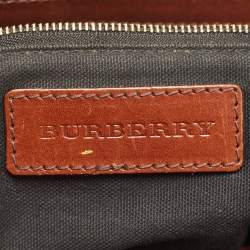 Pre Owned Burberry Brown House Check Canvas and Leather Small Bridle Dutton Hobo