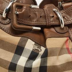 مملوكة مسبقًا Burberry Brown House Check Canvas and Leather Large Beaton Tote