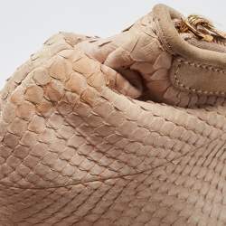 Pre Owned Burberry Beige Python Frame Clutch