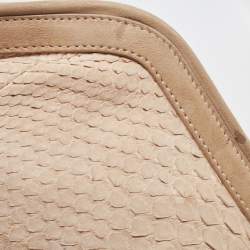 Pre Owned Burberry Beige Python Frame Clutch