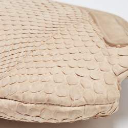 Pre Owned Burberry Beige Python Frame Clutch