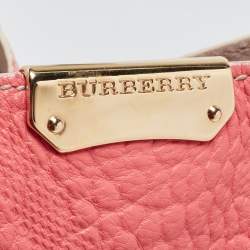 Pre Owned Burberry Peach Leather Canterbury Hobo