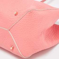 Pre Owned Burberry Peach Leather Canterbury Hobo
