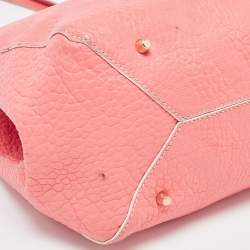 Pre Owned Burberry Peach Leather Canterbury Hobo