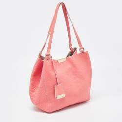 Pre Owned Burberry Peach Leather Canterbury Hobo