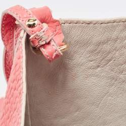 Pre Owned Burberry Peach Leather Canterbury Hobo