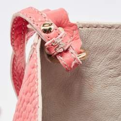 Pre Owned Burberry Peach Leather Canterbury Hobo