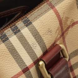 Pre Owned حقيبة بربري شيستر بايولينغ كانفاس مقوى وجلد بيج كاروهات هايماركت