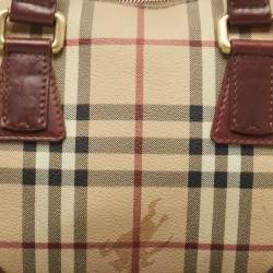 Pre Owned حقيبة بربري شيستر بايولينغ كانفاس مقوى وجلد بيج كاروهات هايماركت