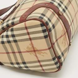 Pre Owned حقيبة بربري شيستر بايولينغ كانفاس مقوى وجلد بيج كاروهات هايماركت