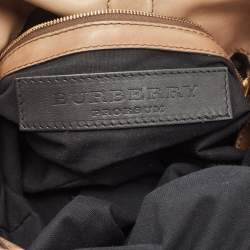Pre Owned Burberry Beige House Check Canvas and Leather Brecon Hobo
