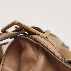 Pre Owned Burberry Beige House Check Canvas and Leather Brecon Hobo
