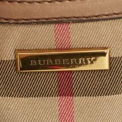 Pre Owned Burberry Beige House Check Canvas and Leather Brecon Hobo