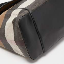 Burberry Beige/Black House Check Canvas and Leather Diaper Flap Bag