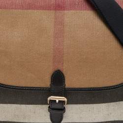 Burberry Beige/Black House Check Canvas and Leather Diaper Flap Bag