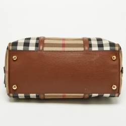 Burberry Brown House Check Canvas and Leather Medium Alchester Bowler Bag