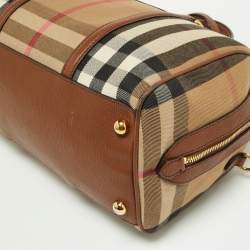 Burberry Brown House Check Canvas and Leather Medium Alchester Bowler Bag