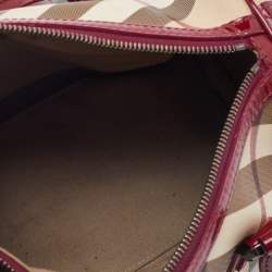مملوكة مسبقًا Burberry Red Nova Check PVC and Patent Leather Chester Boston Bag