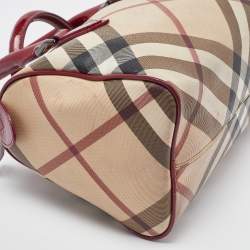 مملوكة مسبقًا Burberry Red Nova Check PVC and Patent Leather Chester Boston Bag