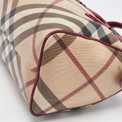 مملوكة مسبقًا Burberry Red Nova Check PVC and Patent Leather Chester Boston Bag