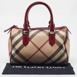 مملوكة مسبقًا Burberry Red Nova Check PVC and Patent Leather Chester Boston Bag