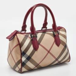 مملوكة مسبقًا Burberry Red Nova Check PVC and Patent Leather Chester Boston Bag