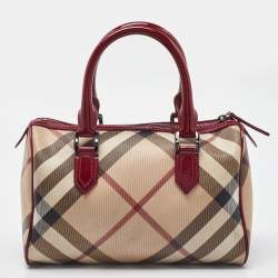 مملوكة مسبقًا Burberry Red Nova Check PVC and Patent Leather Chester Boston Bag