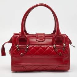 مملوكة مسبقًا Burberry Red Quilted Leather Manor Satchel