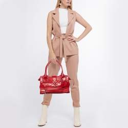 مملوكة مسبقًا Burberry Red Quilted Leather Manor Satchel