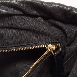 Pre Owned Burberry Black Leather and House Check Canvas Little Crush Crossbody Bag