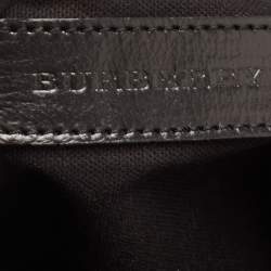 Pre Owned Burberry Black Leather and House Check Canvas Little Crush Crossbody Bag