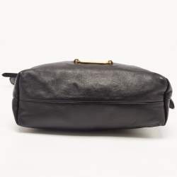 Pre Owned Burberry Black Leather and House Check Canvas Little Crush Crossbody Bag