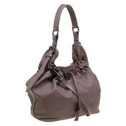 Pre Owned Burberry Copper Rust Leather Drawstring Hobo