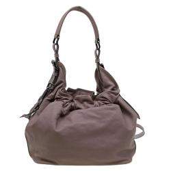 Pre Owned Burberry Copper Rust Leather Drawstring Hobo