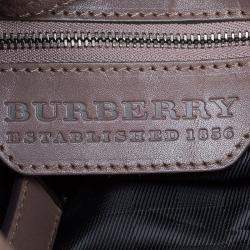 Pre Owned Burberry Copper Rust Leather Drawstring Hobo