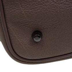 Pre Owned Burberry Copper Rust Leather Drawstring Hobo